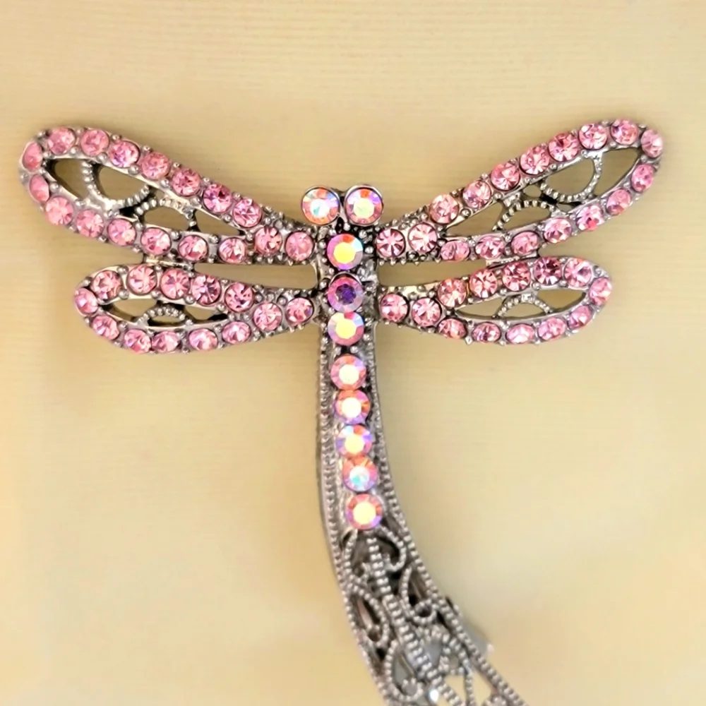 Rhinestone Dragonfly Brooch / Hair Clip - Picture 2 of 8